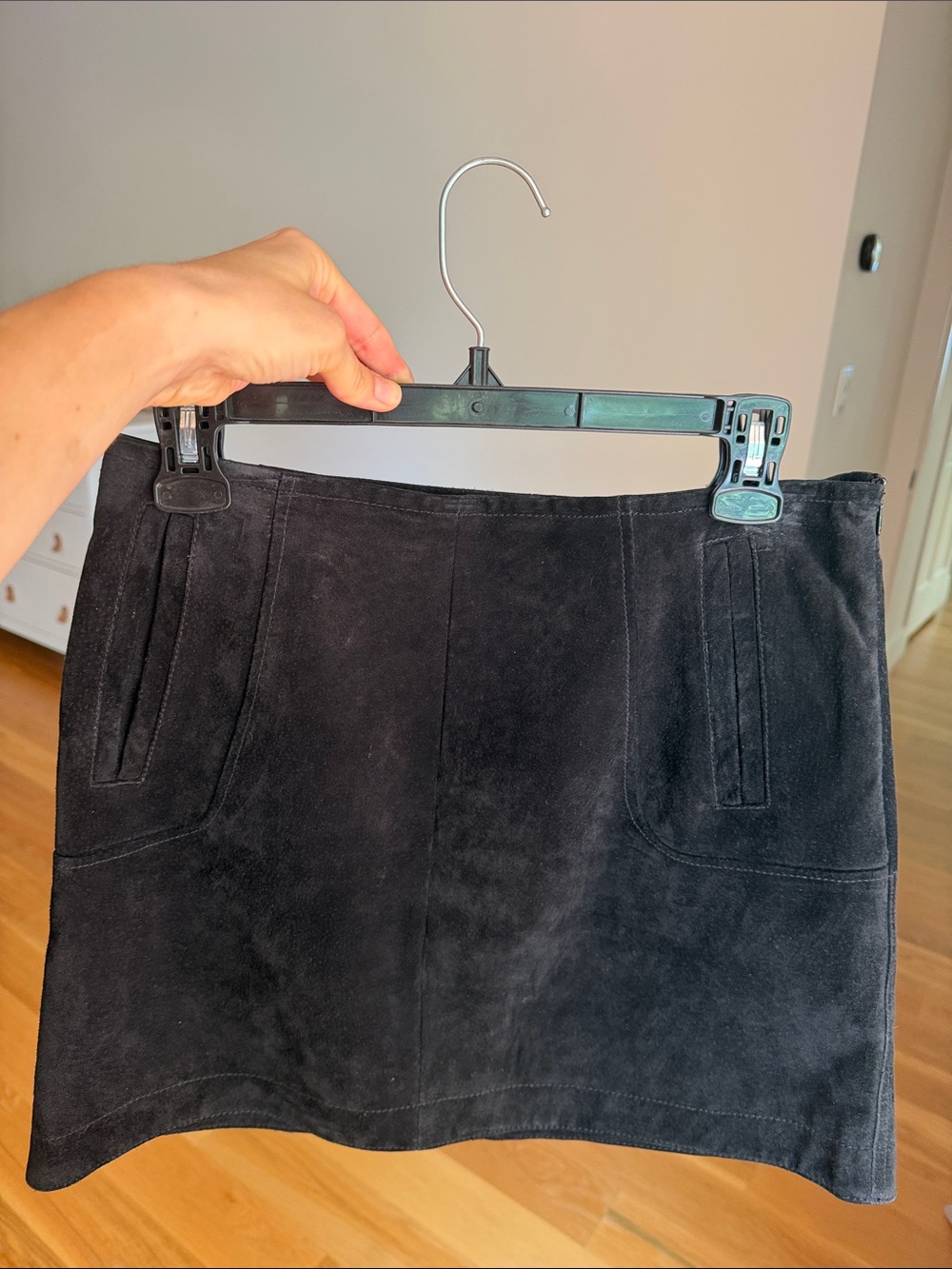 H&M Black Suede Mini Skirt Size 36